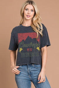 Cowboys & beer cropped tee