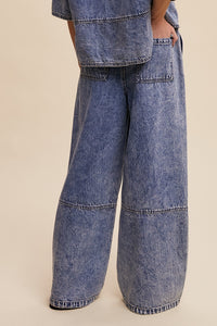 Wide Leg Drawstring Denim Pants