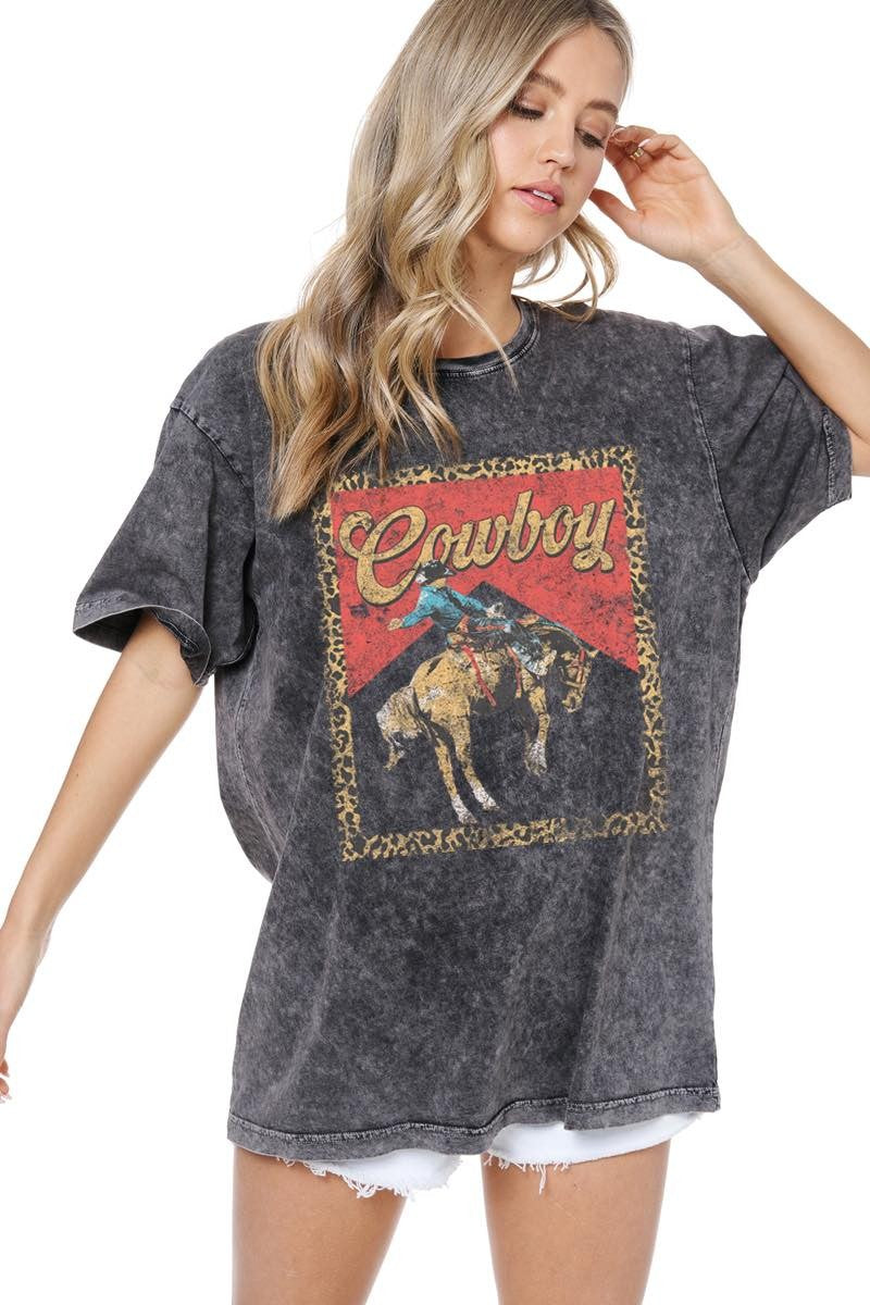 Leopard frame cowboy tee