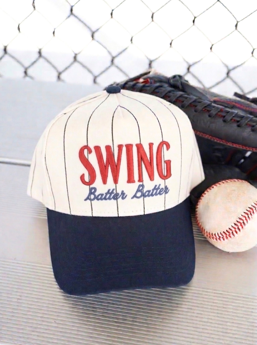 Swing Batter Batter - Navy Pinstripe Trucker Hat