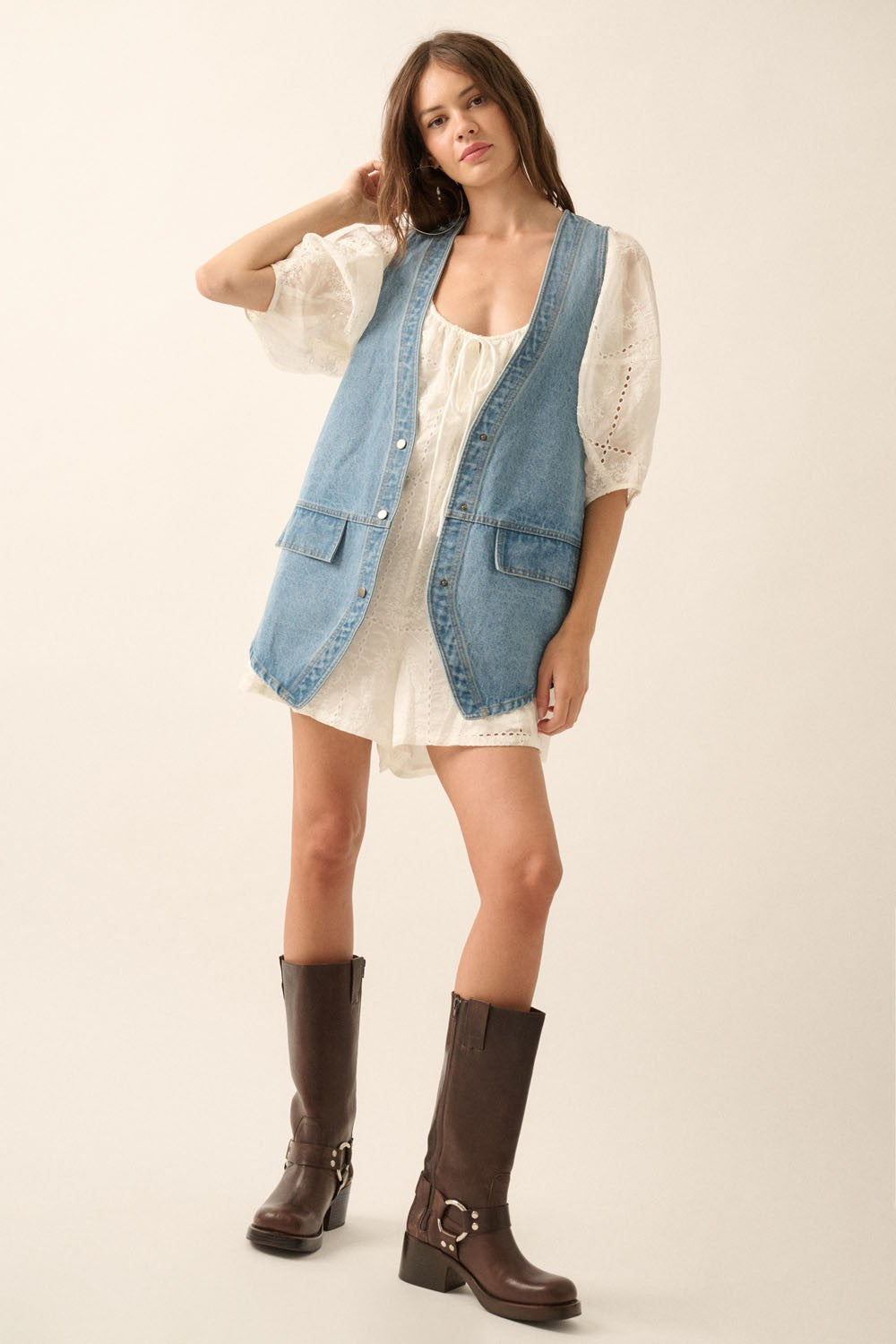 Oversized Denim Vest