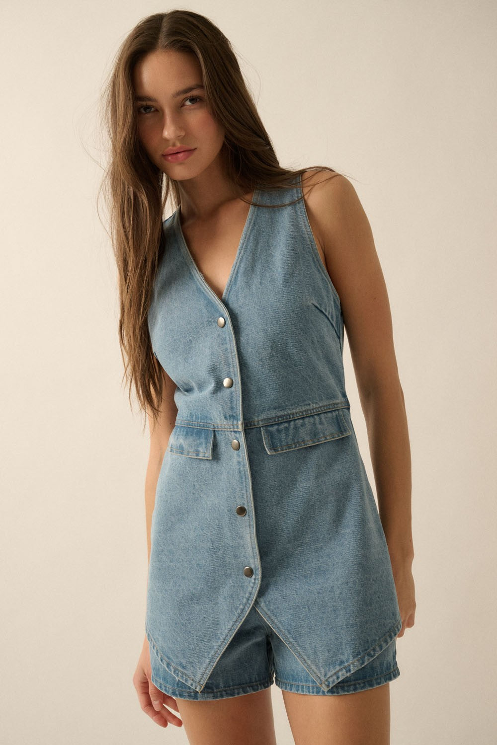 Denim Vest Romper
