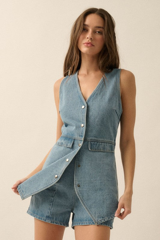 Denim Vest Romper