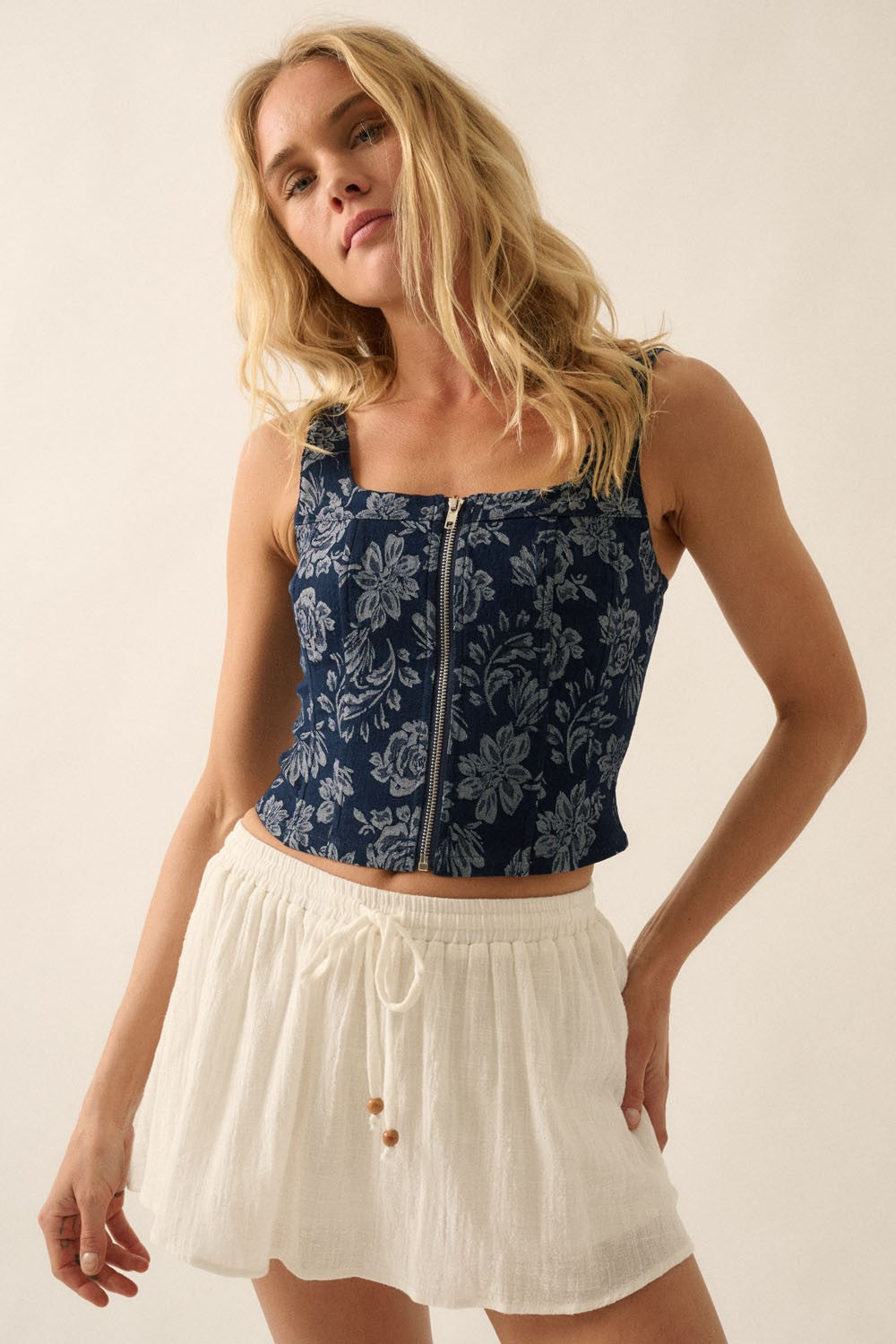 Roset Rosette Denim Corset
