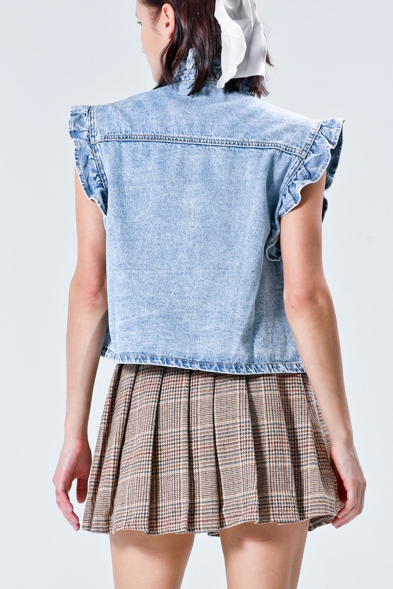 Denim Ruffle Vest