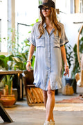 Front button down chambray dress