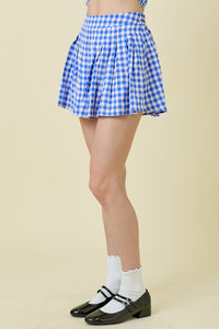 Blue gingham skort