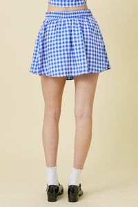 Blue gingham skort