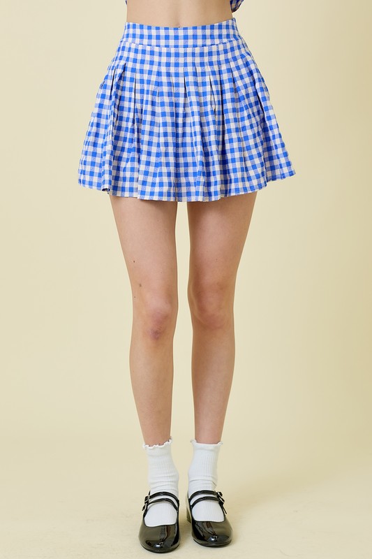 Blue gingham skort