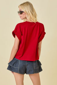 Oversized elastic sleeve shirt