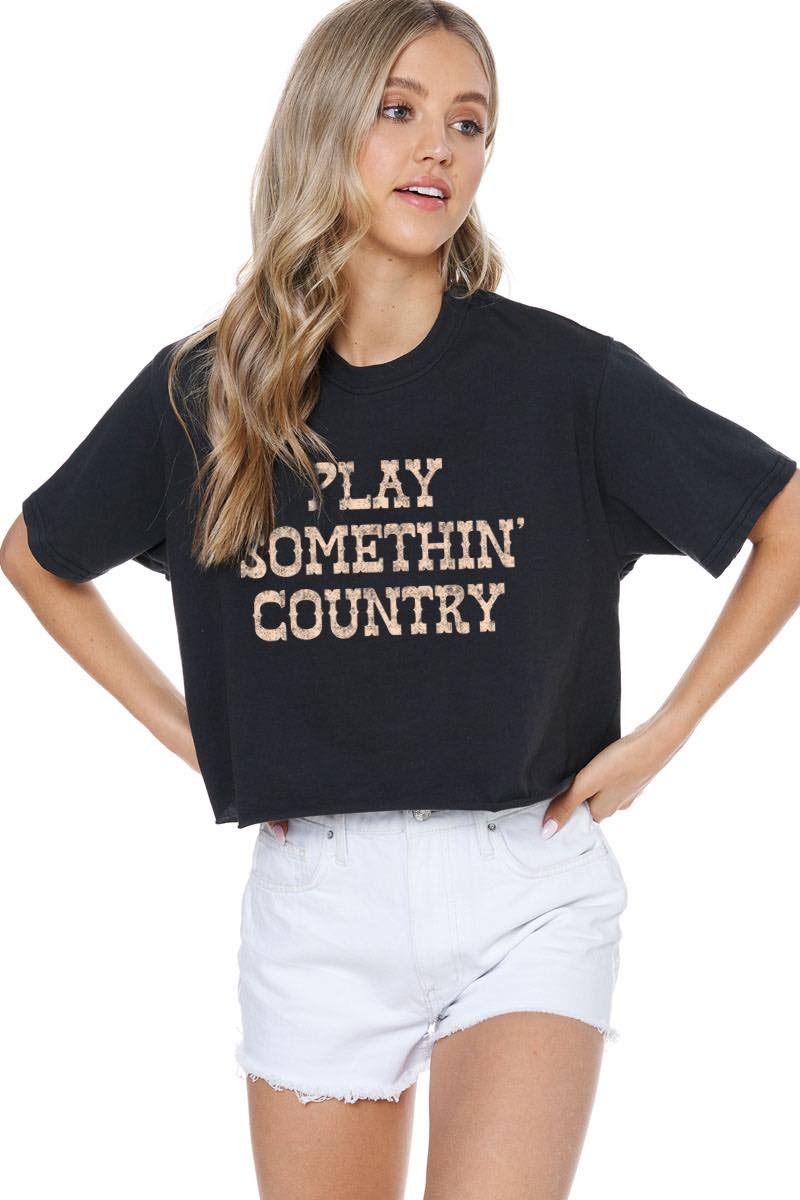 Play something country crop tee