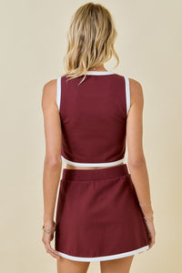Maroon simple stripe set