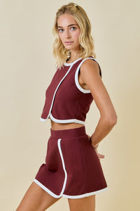 Maroon simple stripe set