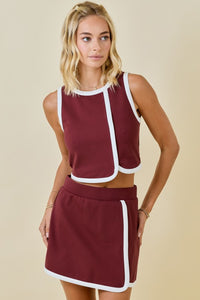 Maroon simple stripe set