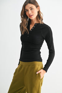 Micro ribbed henley