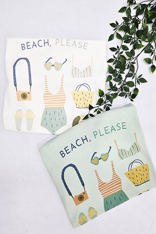 Beach, please graphic tee