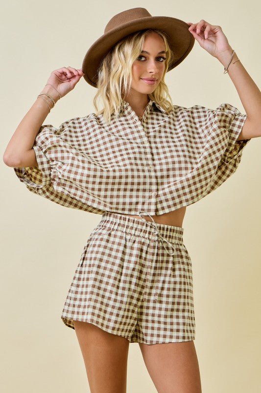 Gingham Cropped Short Set