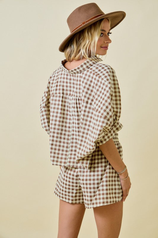 Gingham Cropped Short Set