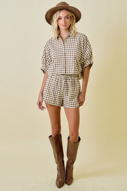 Gingham Cropped Short Set