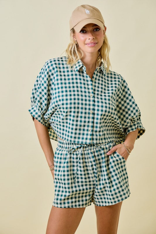 Gingham Cropped Short Set