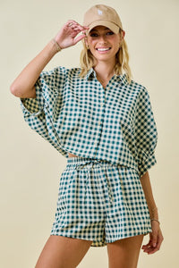 Gingham Cropped Short Set