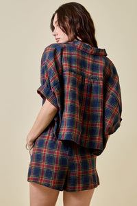 Flannel plaid short set