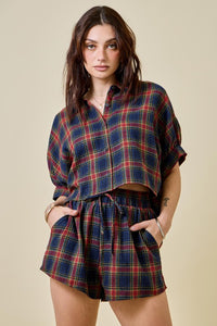 Flannel plaid short set