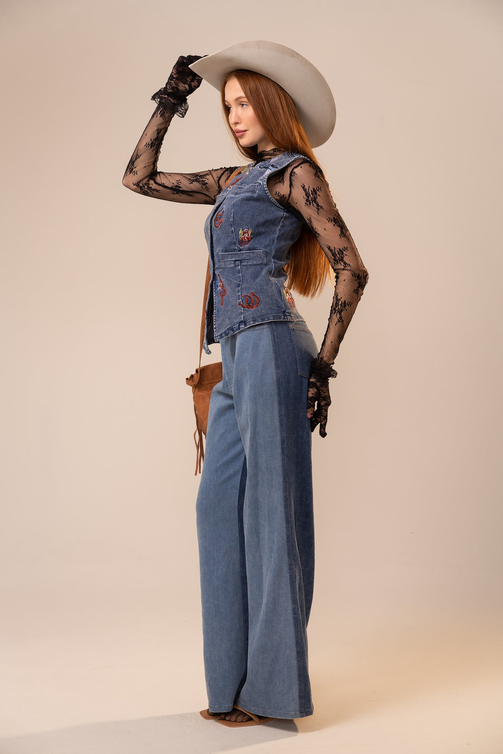Western Embroidered Denim Vest
