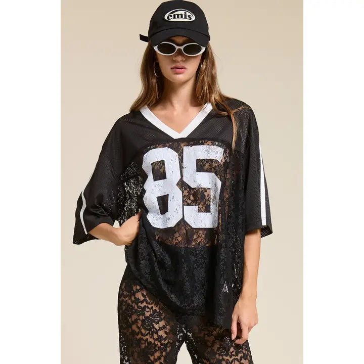 Lace jersey shirt