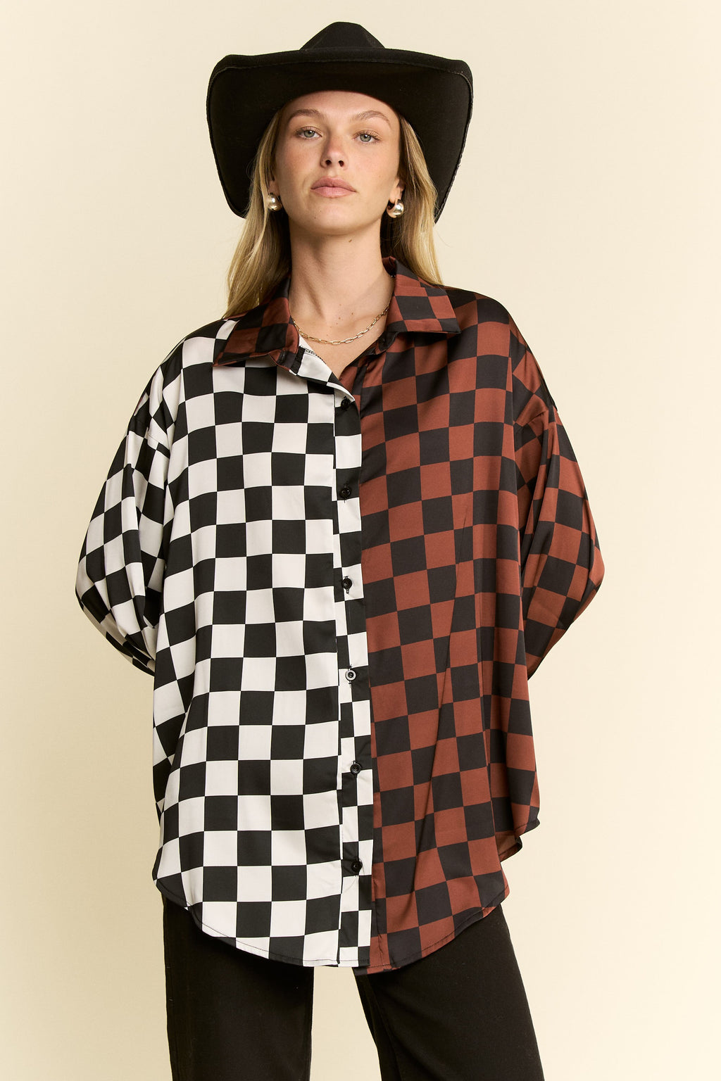 Split decision checkered top