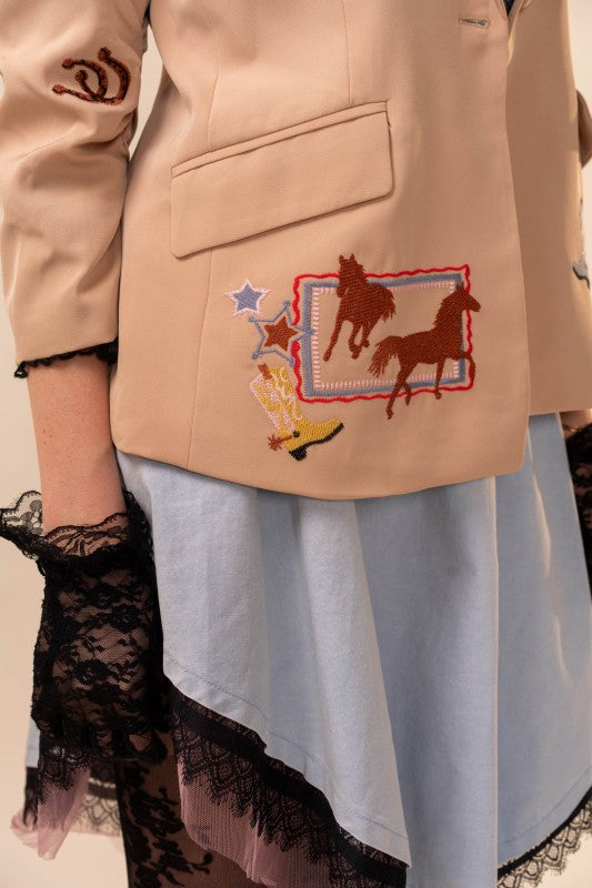 Embroidered Western Blazer