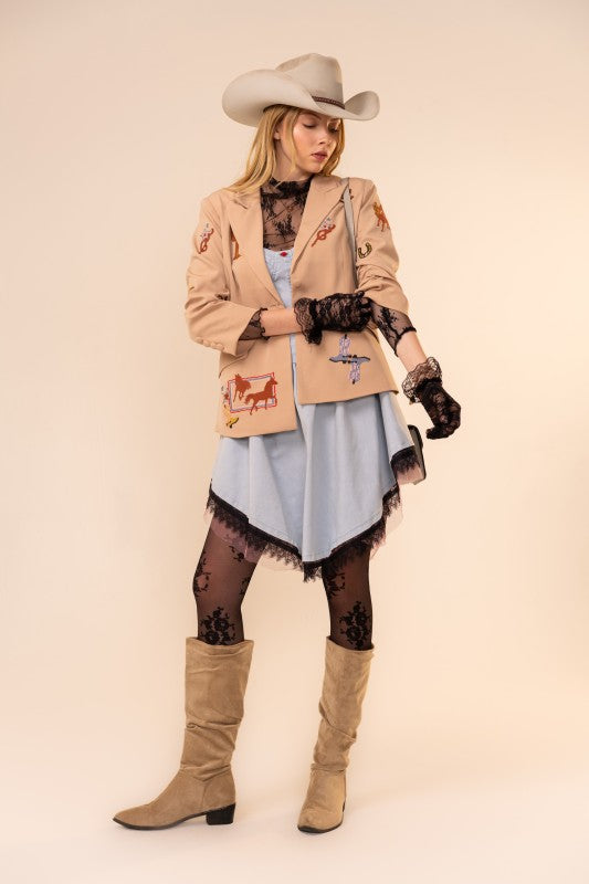 Embroidered Western Blazer