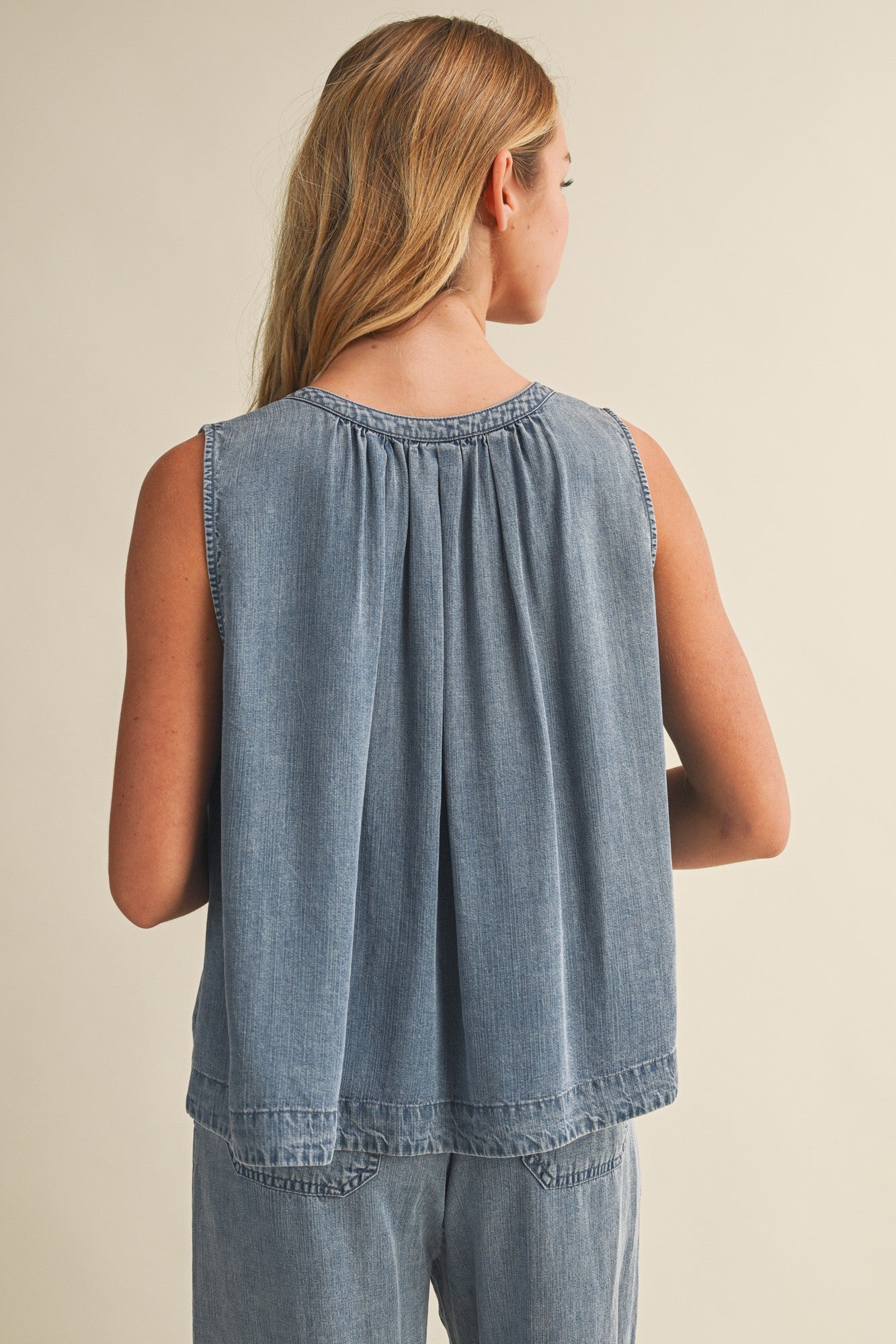 Sleeveless denim top