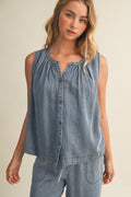 Sleeveless denim top