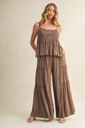 Mocha wide leg pant Set