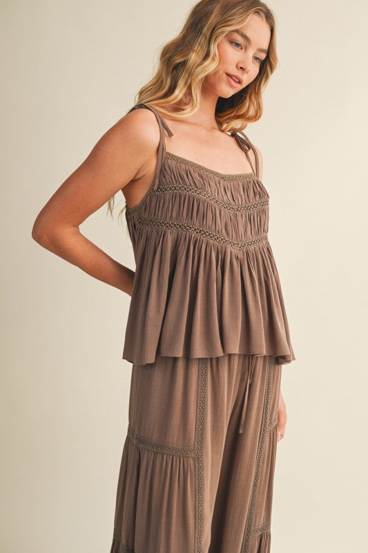 Mocha wide leg pant Set