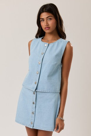 Denim button down set
