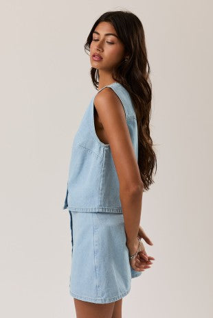 Denim button down set