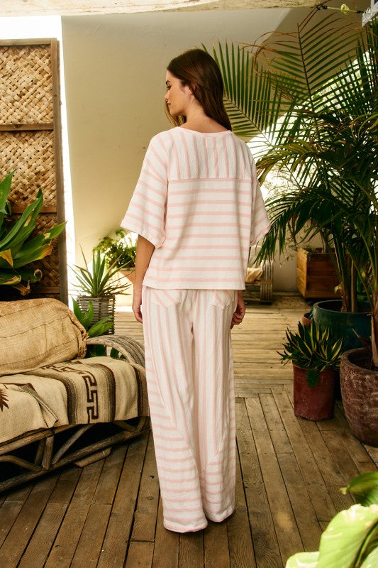 Mixed striped oversized top