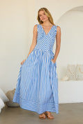 Blue striped maxi dress