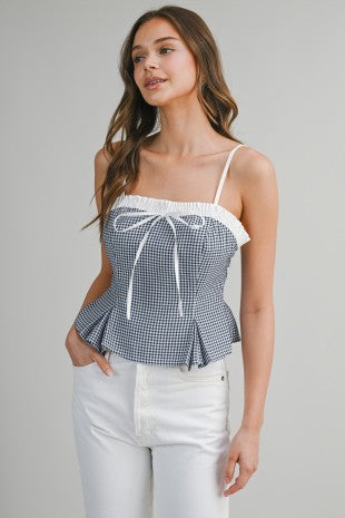 Gingham peplum tank