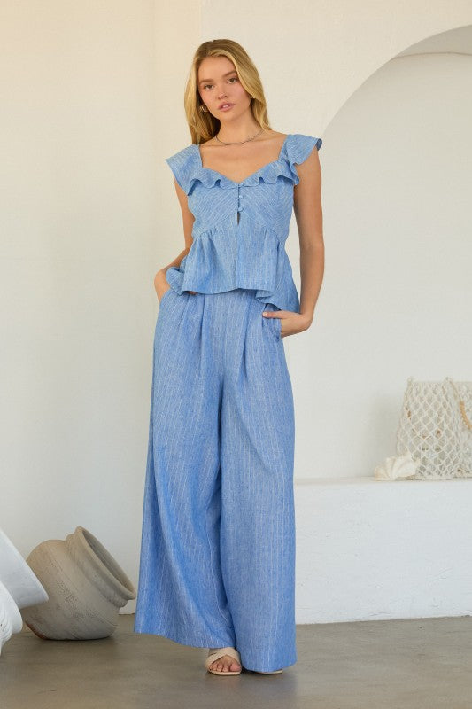 Blue striped tank/pant set