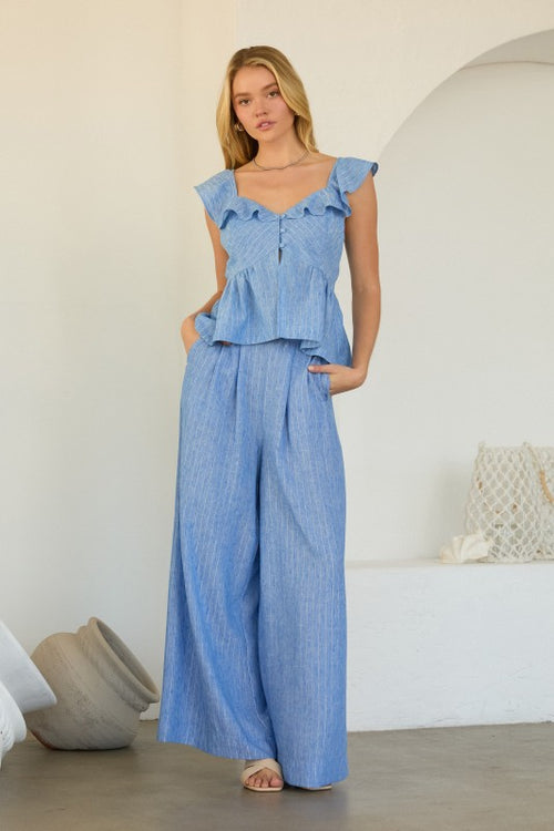 Blue striped tank/pant set