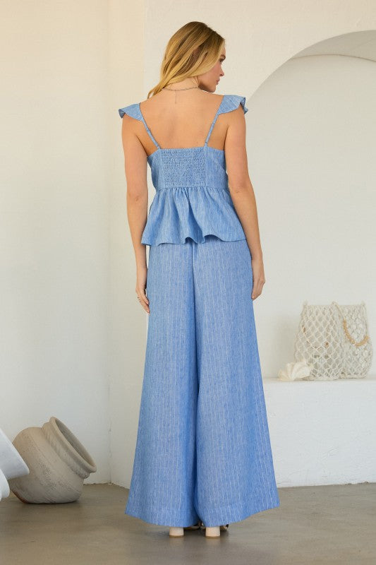 Blue striped tank/pant set