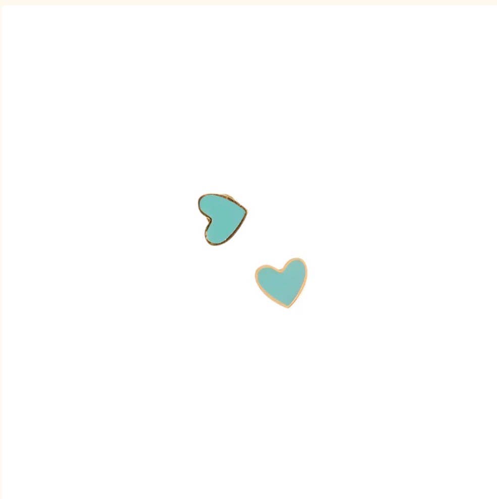 Enamel Heart Stud Earring - Hypoallergenic, Flat Back, Girl
