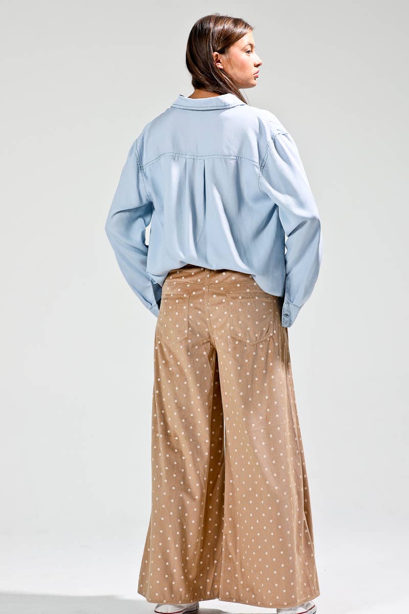 Corduroy mini polka pants