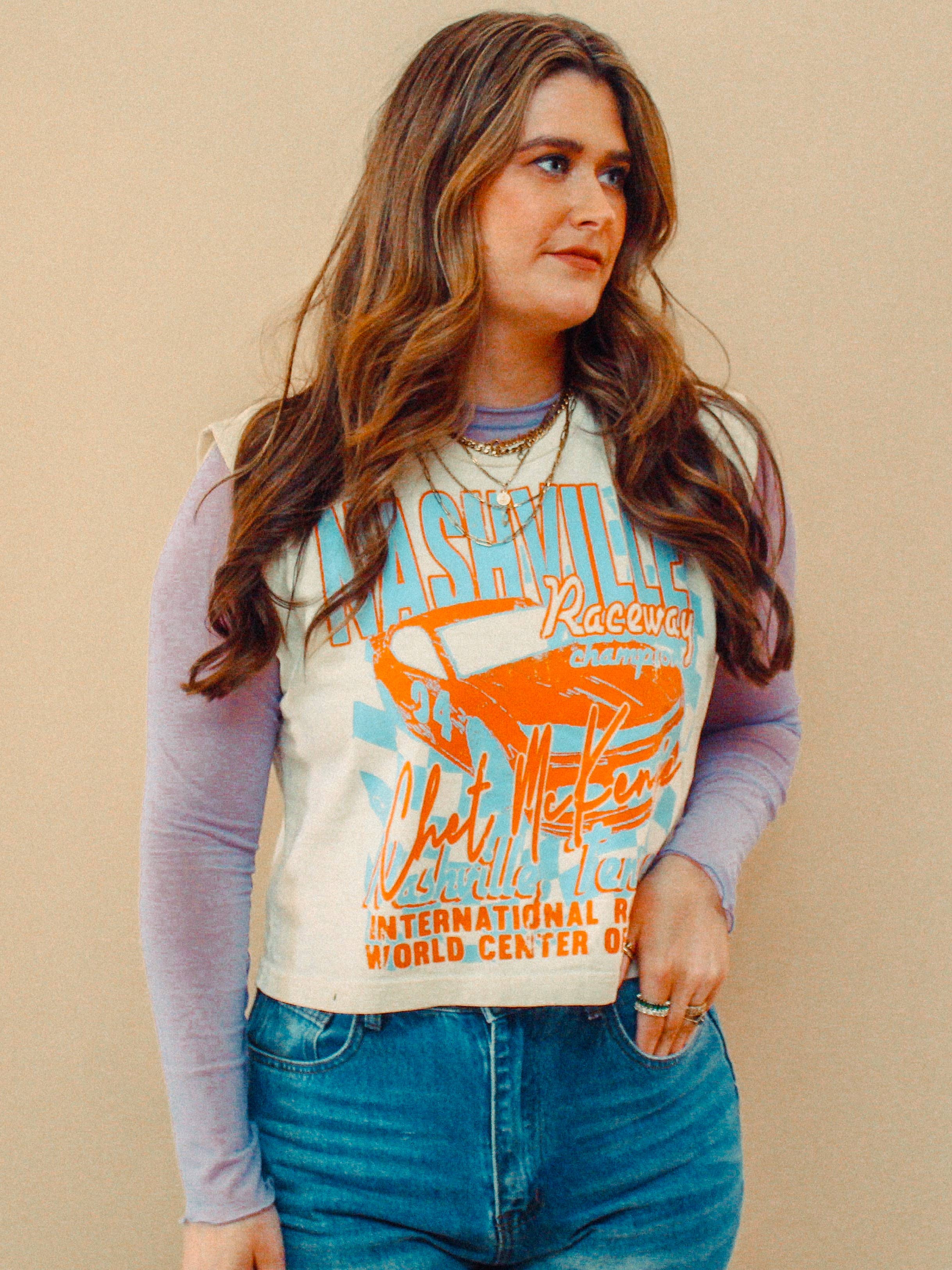 Nashville Raceway Champion Vintage Cropped Muscle Tank