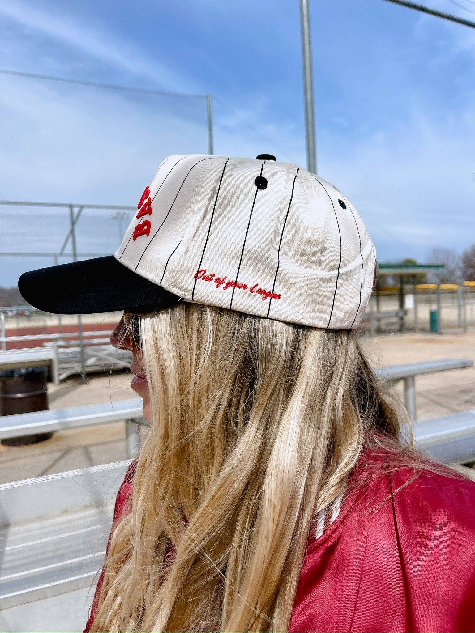 BASEBALL - Red on Black Stripe Vintage Hat