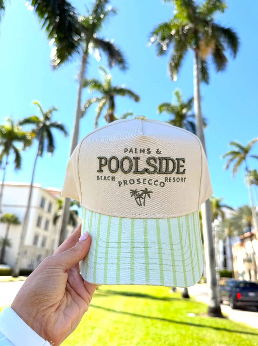 Palms & Poolside - Green Stripe Trucker Hat