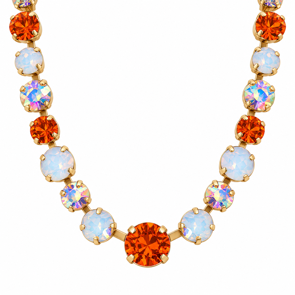 Orange Game Day Aspen Gemstone Tennis Necklace